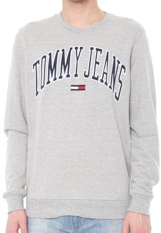Moletom Fechado Tommy Jeans Clean Collegiat Cinza