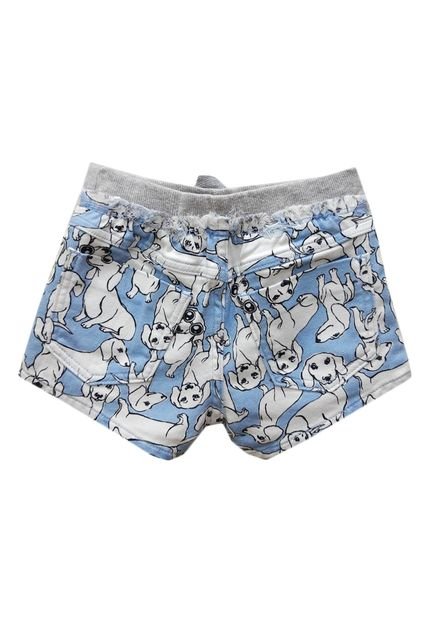 Shorts Infantil Moletinho Estampado Dogs Animê 12 Azul - Marca Animê