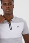 Camisa Polo Lacoste Reta Color Block Cinza/Branco - Marca Lacoste