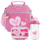 Kit Lancheira Térmica, Pote Marmita 400ml e Garrafa 460ml Infantil PICCOLINO Pink - Marca Jacki Design