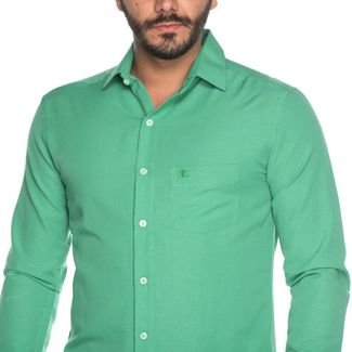 Camisa Social Masculina Teodoro Manga Longa Slim Fit Casual Amarelo G Verde