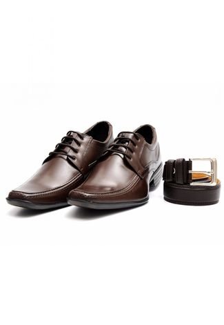 Kit Sapato Social Brothers Shoes Cinto Marrom
