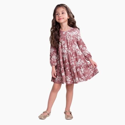 Vestido Infantil Menina Estampa de Flores Milon Rosa - Marca Milon