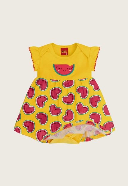Vestido Bebê Kyly Corações Amarelo - Marca Kyly