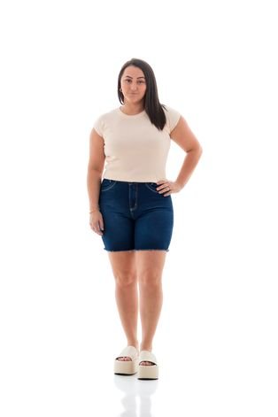 Bermuda Jeans Feminina Arauto Slim Imperio Max  Azul