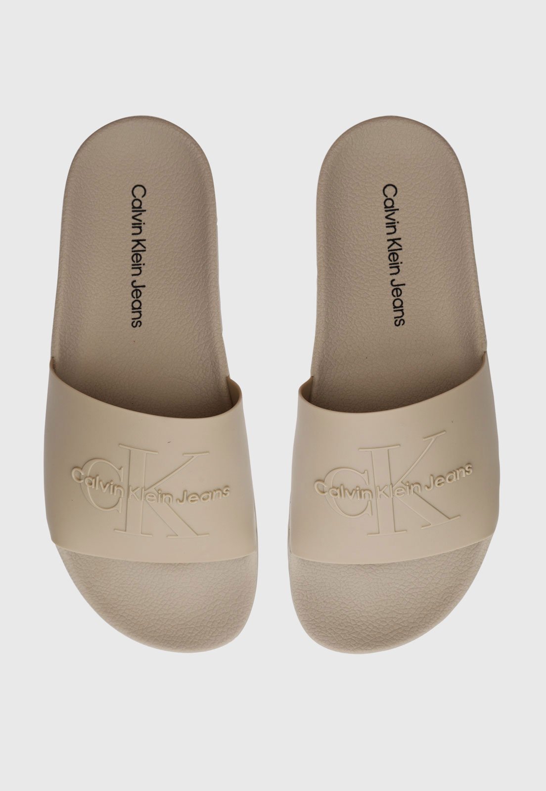 Chinelo Slide Calvin Klein Logo Bege - Marca Calvin Klein