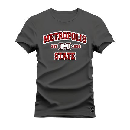 Camiseta Plus Size Shirt Premium 30.1 Algodão Estampada Metropolis  - Grafite - Marca Nexstar