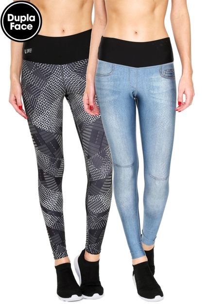 Legging Live! Reversible Breath Deep Azul - Marca Live!