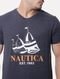 Camiseta Nautica Masculina Sailboat Logo Serif Azul Marinho Mescla - Marca Nautica