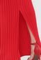 Vestido Colcci Longo Plissado com Cinto Vermelho - Marca Colcci