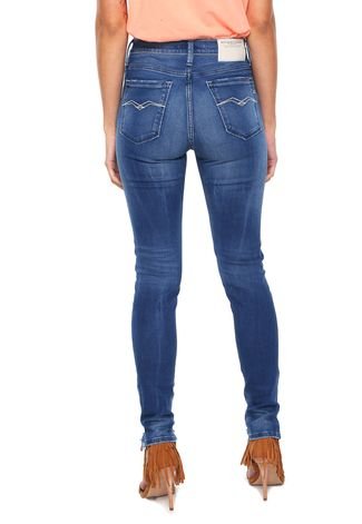 Calça Jeans Replay Skinny Estonada Azul