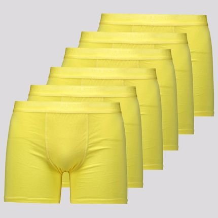 Kit 6 Cuecas Boxer Lupo Elastic Soft Amarela - Marca Lupo