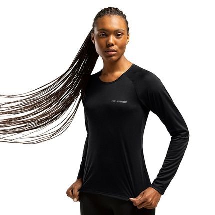 Camiseta Runner Manga Longa 2.0 Olympikus Feminina M Preto - Marca Olympikus