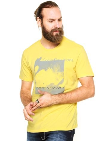 Camiseta Calvin Klein Jeans Estampada Amarelo