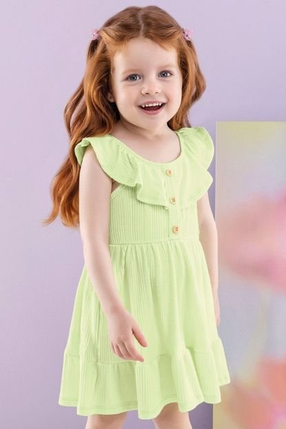 Vestido Infantil Menina Canelado Colorittá Verde Claro - Marca Colorittá