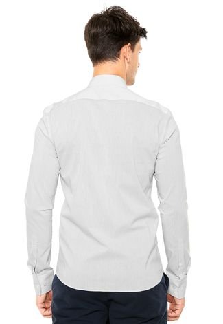 Camisa Calvin Klein Listrada Branca/Preta