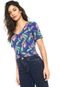 Blusa Cropped FiveBlu Floral Azul - Marca FiveBlu