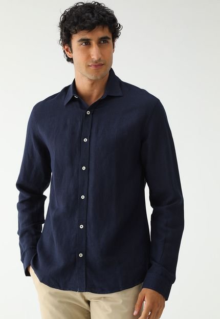 Camisa Foxton Reta Logo Azul-Marinho - Marca Foxton