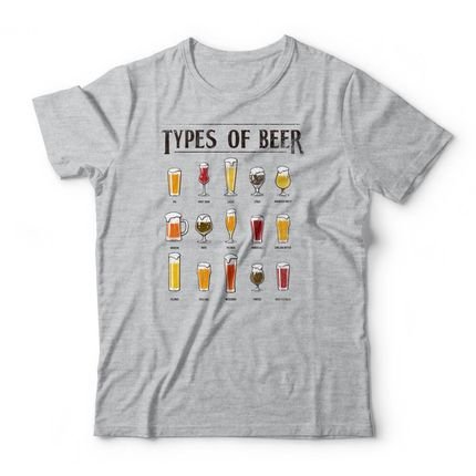 Camiseta Tipos De Cerveja - Mescla Cinza - Marca Studio Geek 