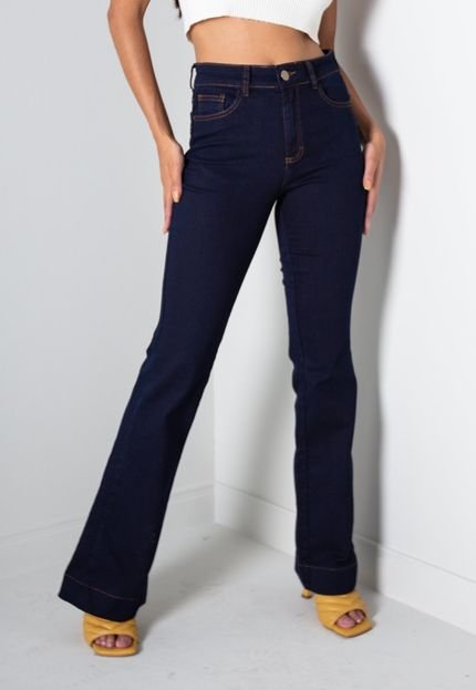 Calça Wide Leg Sisal Jeans Cós Alto Azul Escuro - Marca Sisal Jeans