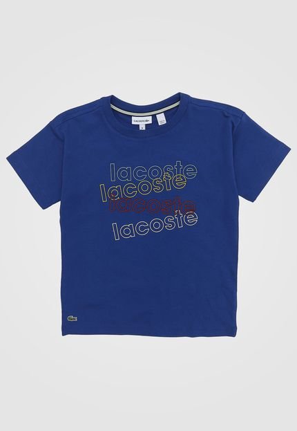 Camiseta Lacoste Kids Infantil Lettering Azul - Marca Lacoste Kids