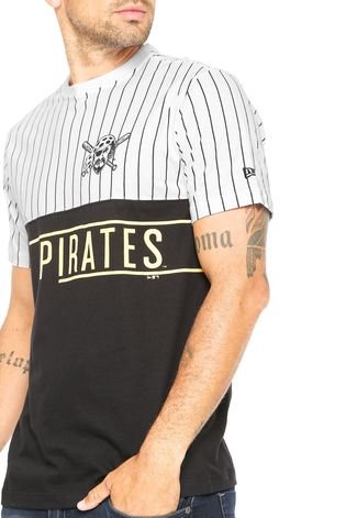 Camiseta New Era 21 Stripe Team Preta/Branca