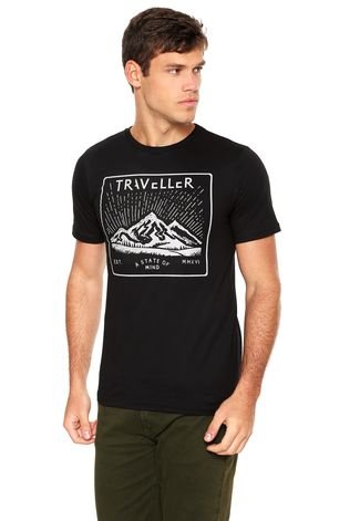 Camiseta FiveBlu Traveller Mind Preta