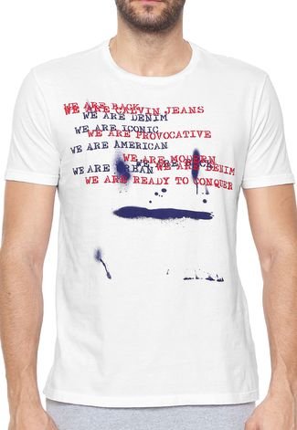 Camiseta Calvin Klein Jeans Estampada Branca - Compre Agora