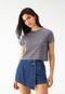 Camiseta Cropped Aeropostale Reta Mini Icon Grafite - Marca Aeropostale