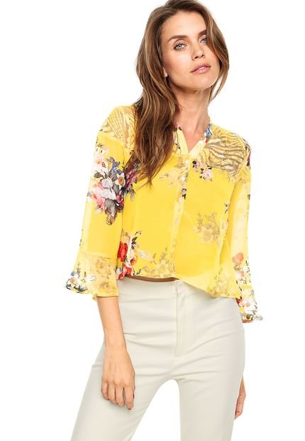 Camisa Colcci Estampada Amarela - Marca Colcci