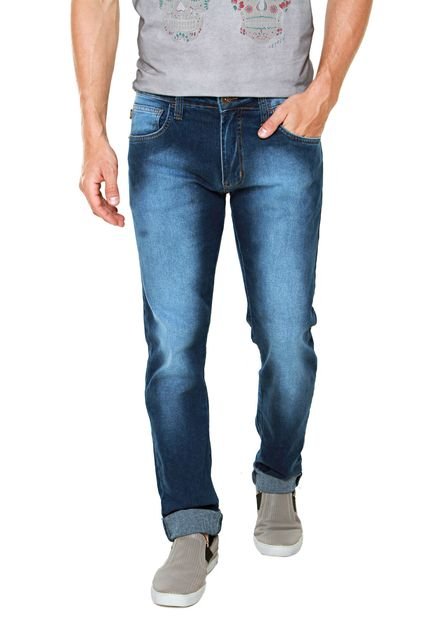 Calça Jeans Triton Slim Estonada Azul - Marca Triton