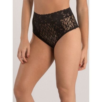 Calcinha Cintura Alta Renda Sweet Lace Preto Preto - Marca Loungerie