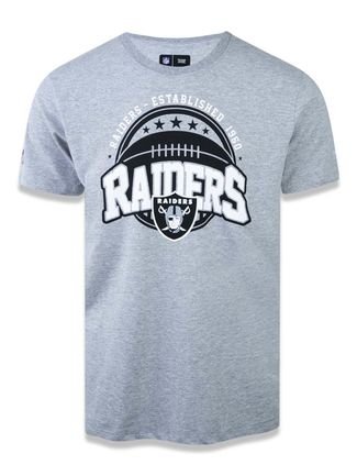 Camiseta New Era Basico M/C Oakland Raiders Mescla Cinza