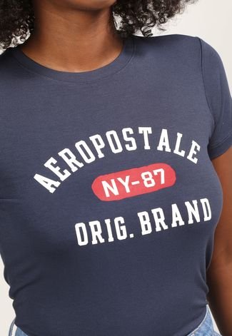 Camiseta Aeropostale Logo Azul-Marinho - Compre Agora