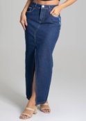 Saia Jeans Sawary Midi - 277134 - Azul - Sawary - Marca Sawary