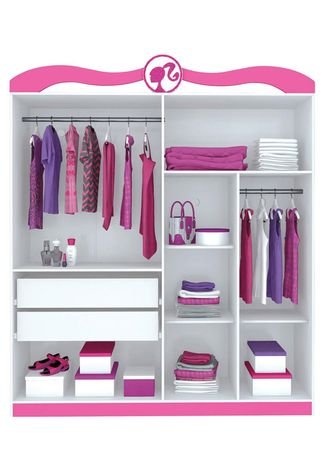 Guarda-Roupa Barbie Premium Branco e Pink Outlet Pura Magia - Compre Agora