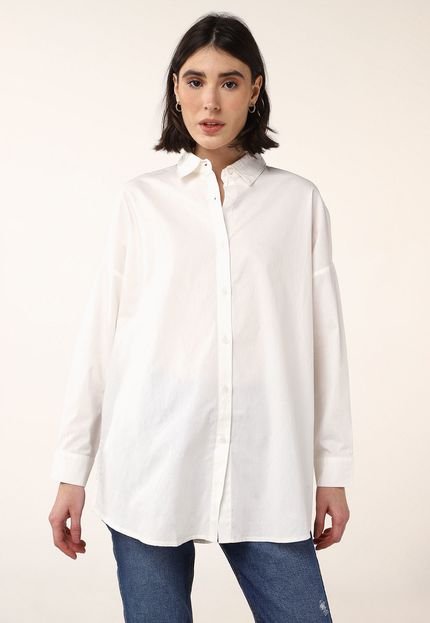 Camisa FiveBlu Alongada Off-White - Marca FiveBlu