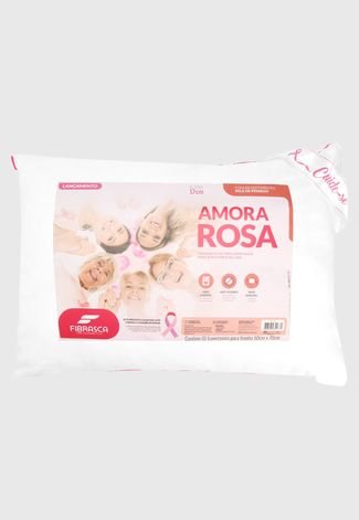 Travesseiro Fibrasca Amora Rosa - Homenagem Ao Outubro Rosa Branco