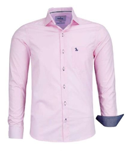 Camisa Social Amil Slim Rex Algodão Com bolso M/Longa Lançamento Luxo Rosa bebê - Marca Amil