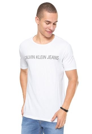 Camiseta Calvin Klein Jeans Logo Branca - Compre Agora | Dafiti Brasil