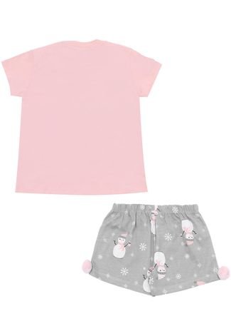 Pijama Pzama Curto Menina Frontal Rosa