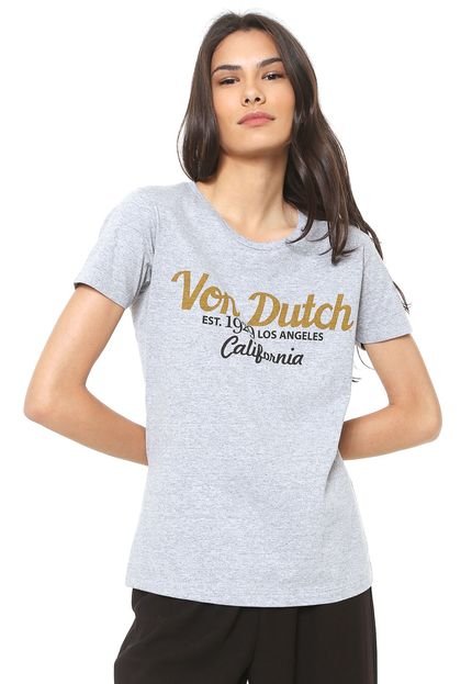 Camiseta Von Dutch Lettering Cinza - Marca Von Dutch 