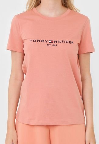 Camiseta Tommy Hilfiger Logo Rosa - Compre Agora