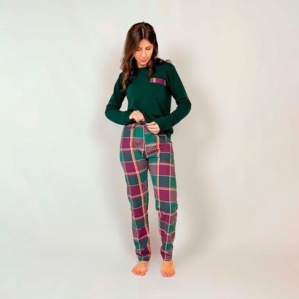 Pijama Flanela Xadrez Winter Floresta - Feminino - Marca Hygge Homewear