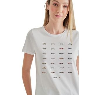 Camiseta Feminina Mosaico Carros Reserva Branco