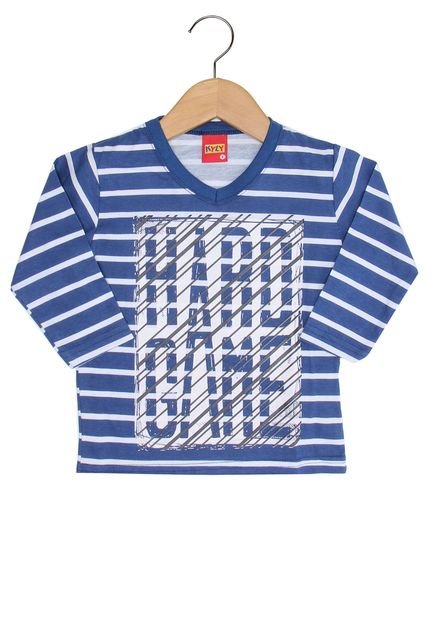 Camiseta Kyly Manga Longa Menino Azul - Marca Kyly