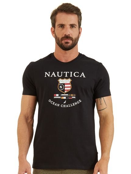 Camiseta Nautica Masculina Badge Ocean Challenge Preta - Marca Nautica