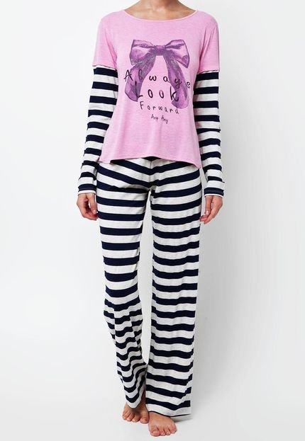Pijama Any Any Sweet Stripes Rosa/Listra - Marca Any Any
