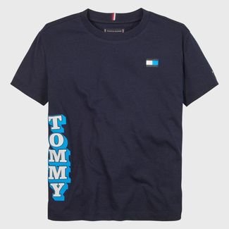 Camiseta Infantil Com Logo Tommy Hilfiger Azul Marinho