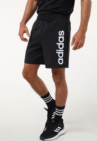 Shorts Adidas Logo Linear Chelsea Preto e Branco 